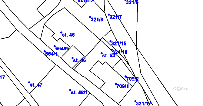 Parcela st. 63 v KÚ Vahlovice, Katastrální mapa