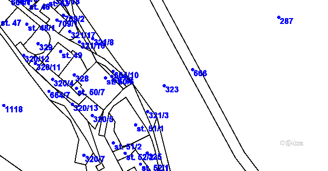Parcela st. 323 v KÚ Vahlovice, Katastrální mapa