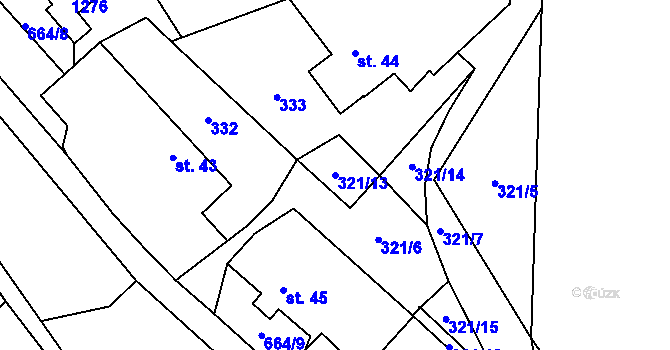 Parcela st. 321/13 v KÚ Vahlovice, Katastrální mapa