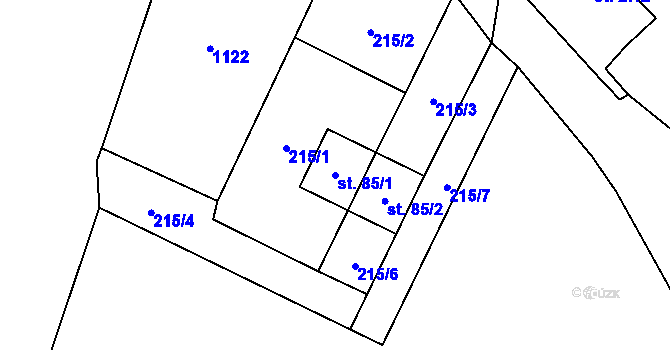 Parcela st. 85/1 v KÚ Výšice, Katastrální mapa