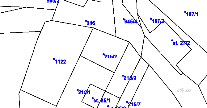 Parcela st. 215/2 v KÚ Výšice, Katastrální mapa