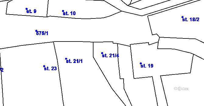 Parcela st. 21/4 v KÚ Medový Újezd, Katastrální mapa