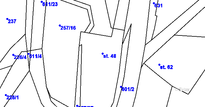 Parcela st. 48 v KÚ Medový Újezd, Katastrální mapa