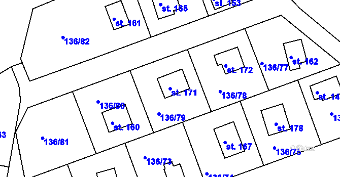 Parcela st. 171 v KÚ Medový Újezd, Katastrální mapa