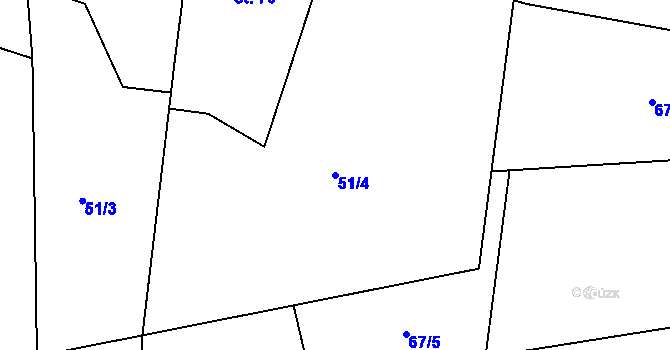 Parcela st. 51/4 v KÚ Medový Újezd, Katastrální mapa