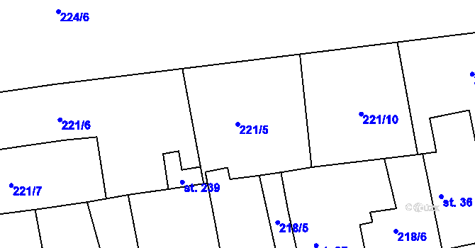 Parcela st. 221/5 v KÚ Medový Újezd, Katastrální mapa