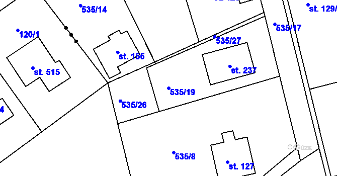 Parcela st. 535/19 v KÚ Medový Újezd, Katastrální mapa