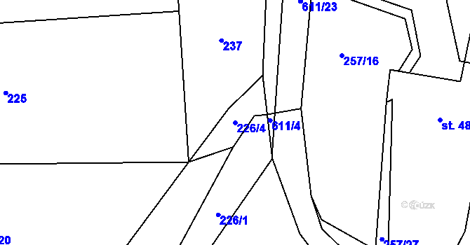 Parcela st. 226/4 v KÚ Medový Újezd, Katastrální mapa