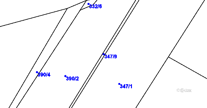 Parcela st. 347/9 v KÚ Medový Újezd, Katastrální mapa