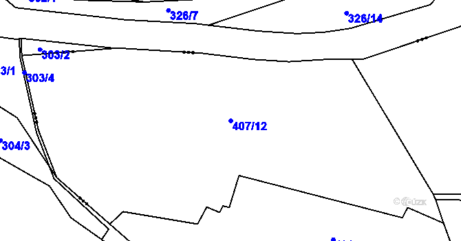 Parcela st. 407/12 v KÚ Medový Újezd, Katastrální mapa