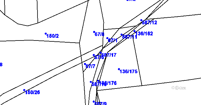 Parcela st. 587/17 v KÚ Medový Újezd, Katastrální mapa