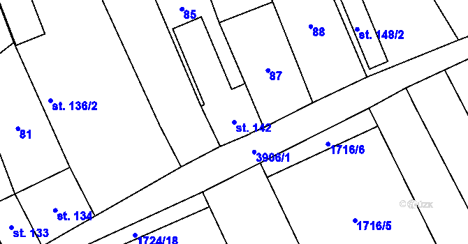 Parcela st. 142 v KÚ Mýto v Čechách, Katastrální mapa
