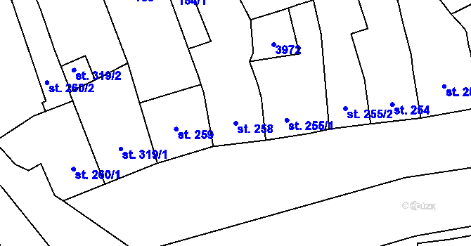 Parcela st. 258 v KÚ Mýto v Čechách, Katastrální mapa