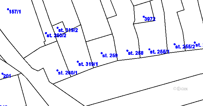 Parcela st. 259 v KÚ Mýto v Čechách, Katastrální mapa