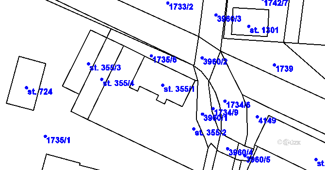 Parcela st. 355/1 v KÚ Mýto v Čechách, Katastrální mapa