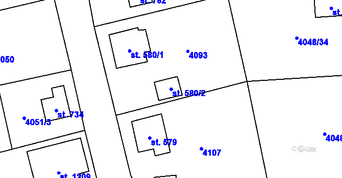Parcela st. 580/2 v KÚ Mýto v Čechách, Katastrální mapa