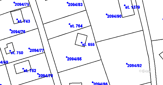 Parcela st. 655 v KÚ Mýto v Čechách, Katastrální mapa