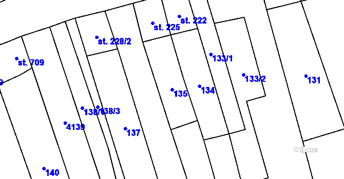 Parcela st. 135 v KÚ Mýto v Čechách, Katastrální mapa