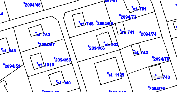 Parcela st. 2094/66 v KÚ Mýto v Čechách, Katastrální mapa