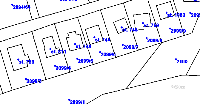 Parcela st. 2099/6 v KÚ Mýto v Čechách, Katastrální mapa