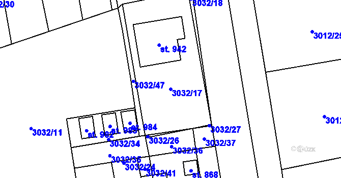 Parcela st. 3032/17 v KÚ Mýto v Čechách, Katastrální mapa
