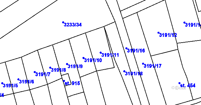 Parcela st. 3191/11 v KÚ Mýto v Čechách, Katastrální mapa
