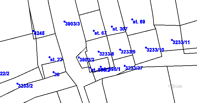 Parcela st. 3233/8 v KÚ Mýto v Čechách, Katastrální mapa