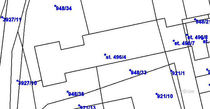 Parcela st. 496/4 v KÚ Mýto v Čechách, Katastrální mapa