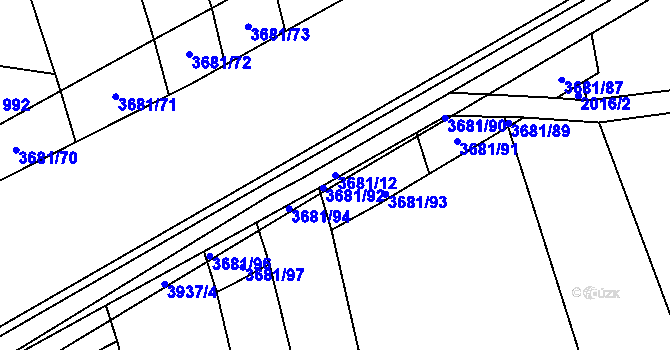 Parcela st. 3681/12 v KÚ Mýto v Čechách, Katastrální mapa