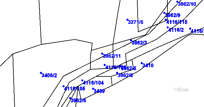 Parcela st. 3962/11 v KÚ Mýto v Čechách, Katastrální mapa