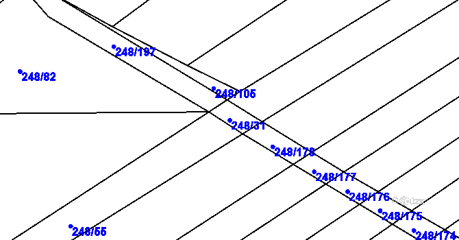 Parcela st. 248/31 v KÚ Mžany, Katastrální mapa