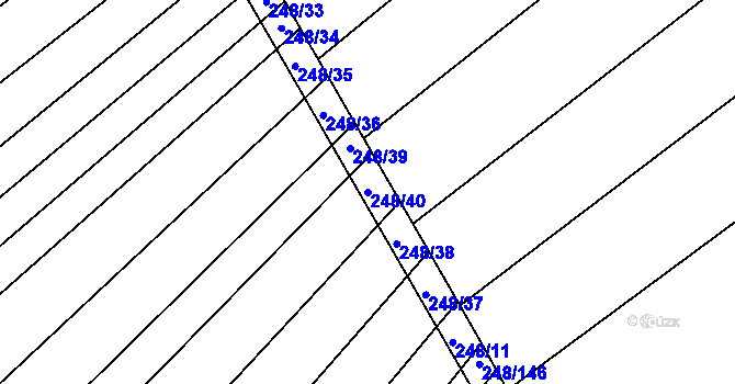 Parcela st. 248/40 v KÚ Mžany, Katastrální mapa