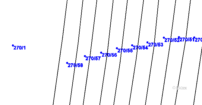 Parcela st. 270/56 v KÚ Mžany, Katastrální mapa