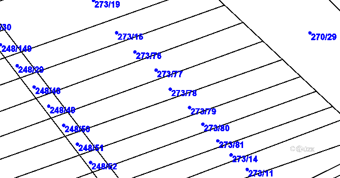 Parcela st. 273/78 v KÚ Mžany, Katastrální mapa