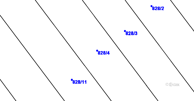 Parcela st. 828/4 v KÚ Mžany, Katastrální mapa