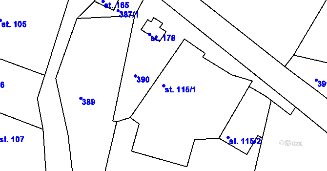 Parcela st. 115/1 v KÚ Stračovská Lhota, Katastrální mapa