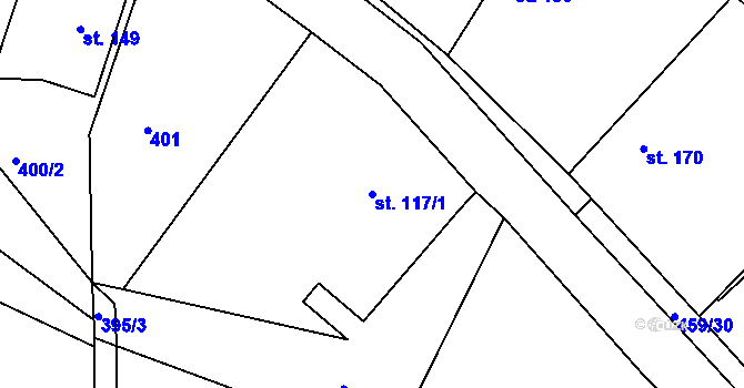 Parcela st. 117/1 v KÚ Stračovská Lhota, Katastrální mapa