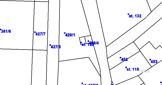 Parcela st. 182 v KÚ Stračovská Lhota, Katastrální mapa