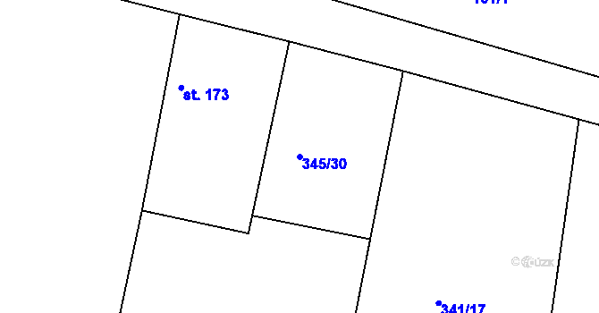 Parcela st. 345/30 v KÚ Stračovská Lhota, Katastrální mapa