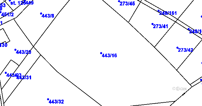Parcela st. 443/16 v KÚ Stračovská Lhota, Katastrální mapa