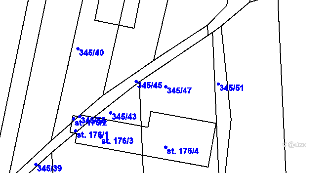 Parcela st. 345/47 v KÚ Stračovská Lhota, Katastrální mapa