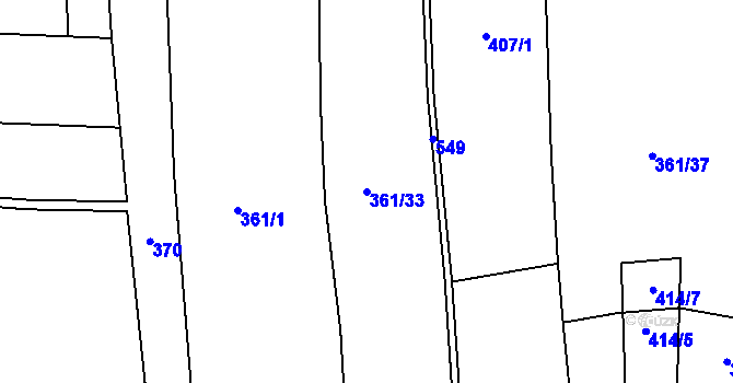 Parcela st. 361/33 v KÚ Stračovská Lhota, Katastrální mapa