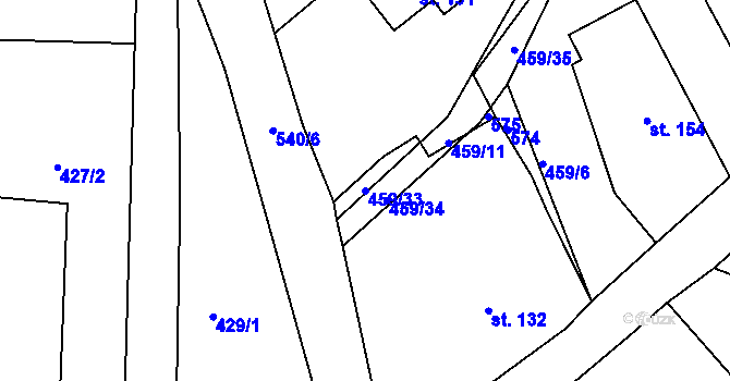Parcela st. 459/33 v KÚ Stračovská Lhota, Katastrální mapa