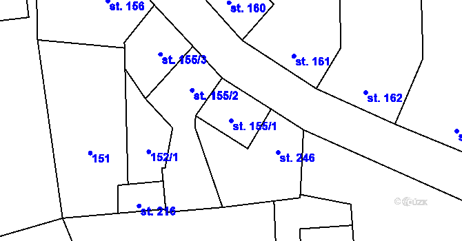 Parcela st. 155/1 v KÚ Načeradec, Katastrální mapa