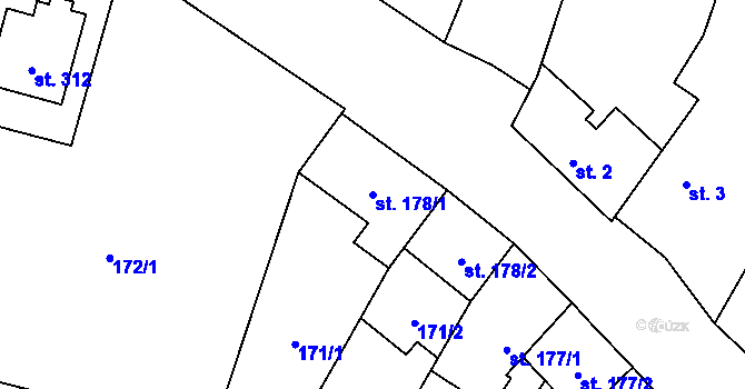 Parcela st. 178/1 v KÚ Načeradec, Katastrální mapa