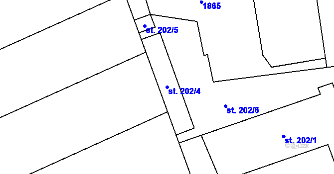 Parcela st. 202/4 v KÚ Načeradec, Katastrální mapa