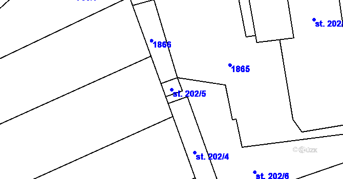 Parcela st. 202/5 v KÚ Načeradec, Katastrální mapa