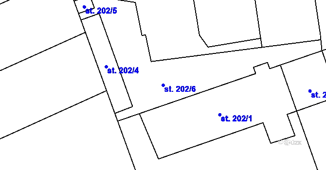 Parcela st. 202/6 v KÚ Načeradec, Katastrální mapa