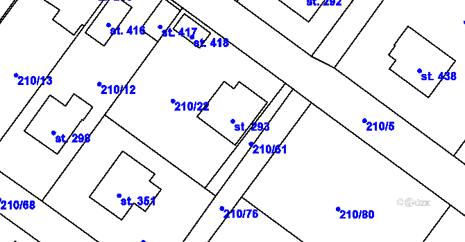 Parcela st. 293 v KÚ Načeradec, Katastrální mapa