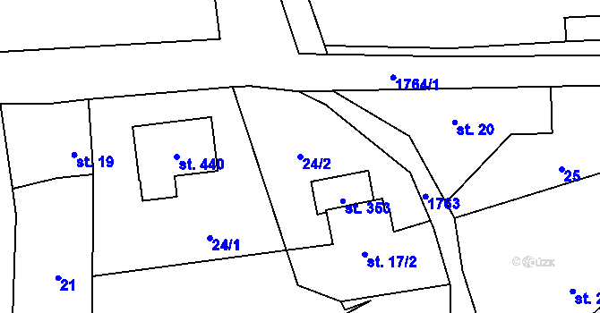 Parcela st. 24/2 v KÚ Načeradec, Katastrální mapa